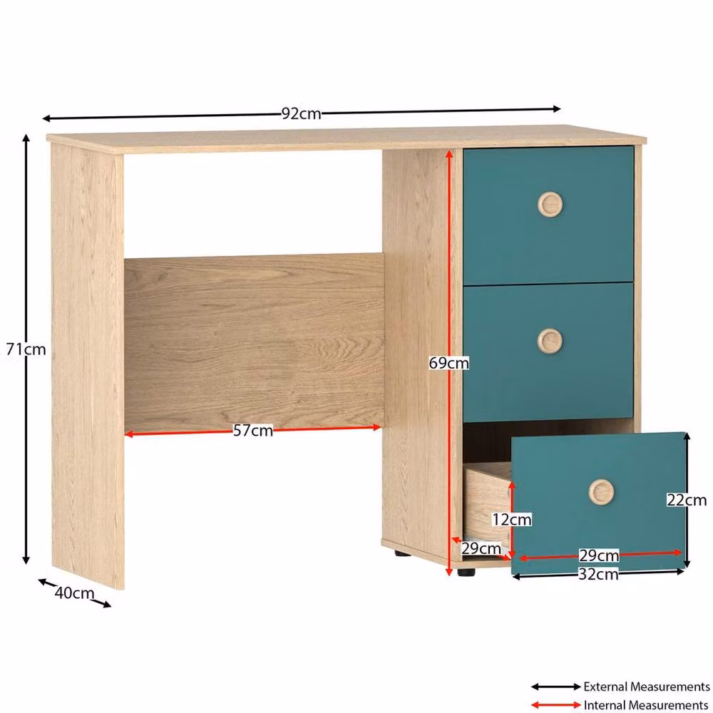 Kelvenix Modern Oak and Blue Computer Desk for Home Office or Children's Room – 2