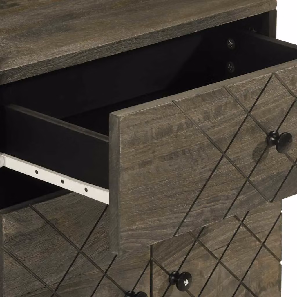 Berkfield Home Black Solid Mango Wood Bedside Cabinet W: 50 cm, D: 33 cm, H: 60 cm – 5