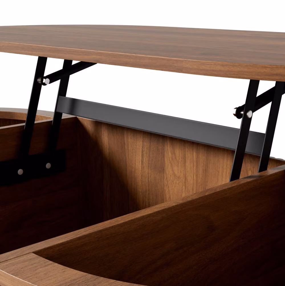 STILVORA Oval Coffee Table with Height-Adjustable Lift Mechanism and Storage in Brown – 5