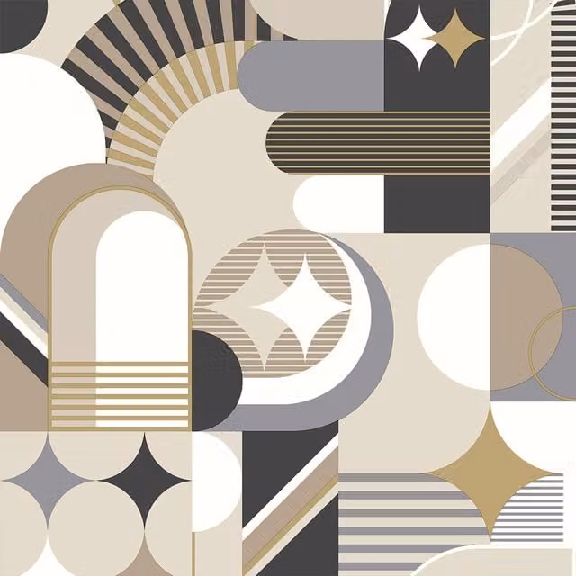 Muriva Pop Carnival Geo Taupe Multicolour Yellow