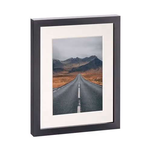 Nicola Spring Black Rectangular Single Photo Frame with White Mount for Hanging