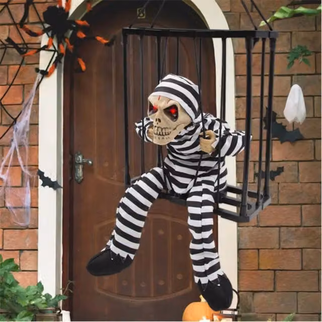 Garden Greatness Halloween Striped Hanging Prop in Black and Red