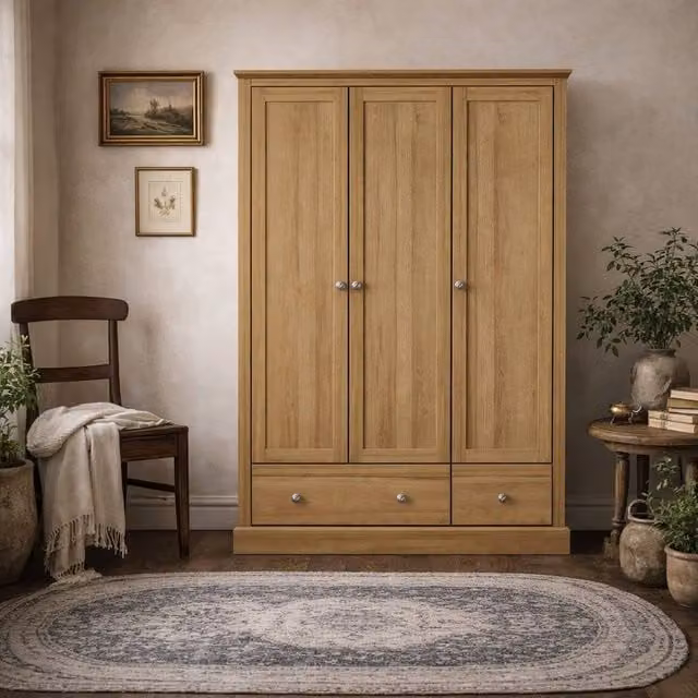 Wyld Haus Ardee Natural Oak 3 Door Wardrobe with 2 Drawers – 1