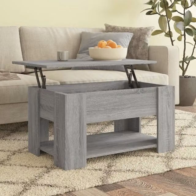 Berkfield Home Grey Sonoma Coffee Table with Lift Mechanism, W: 79 cm, D: 49 cm, H: 41 cm