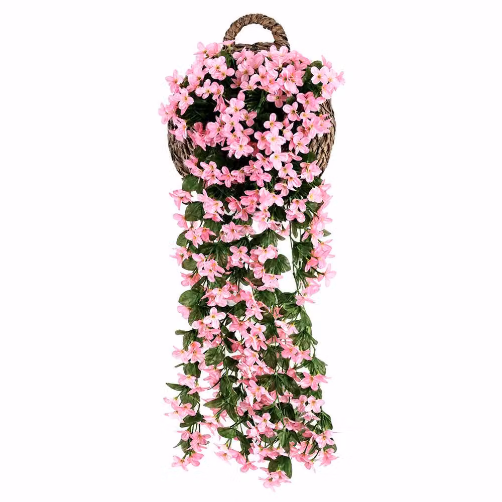 Garden Sanctuary Pink Artificial Violet Vine Hanging Plant – 2