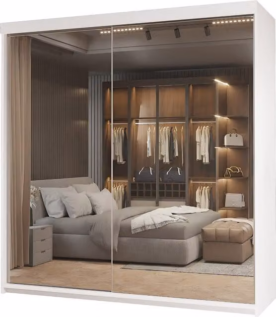 Sliding Wardrobes4U Quiberon Modern White Sliding Mirror Wardrobe
