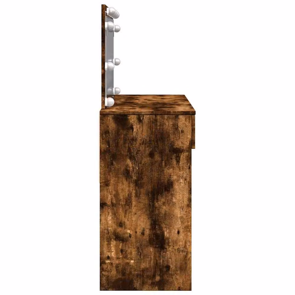Berkfield Home Modern Dressing Table with LED in Smoked Oak Brown, W: 100 cm, D: 40 cm, H: 120 cm – 5