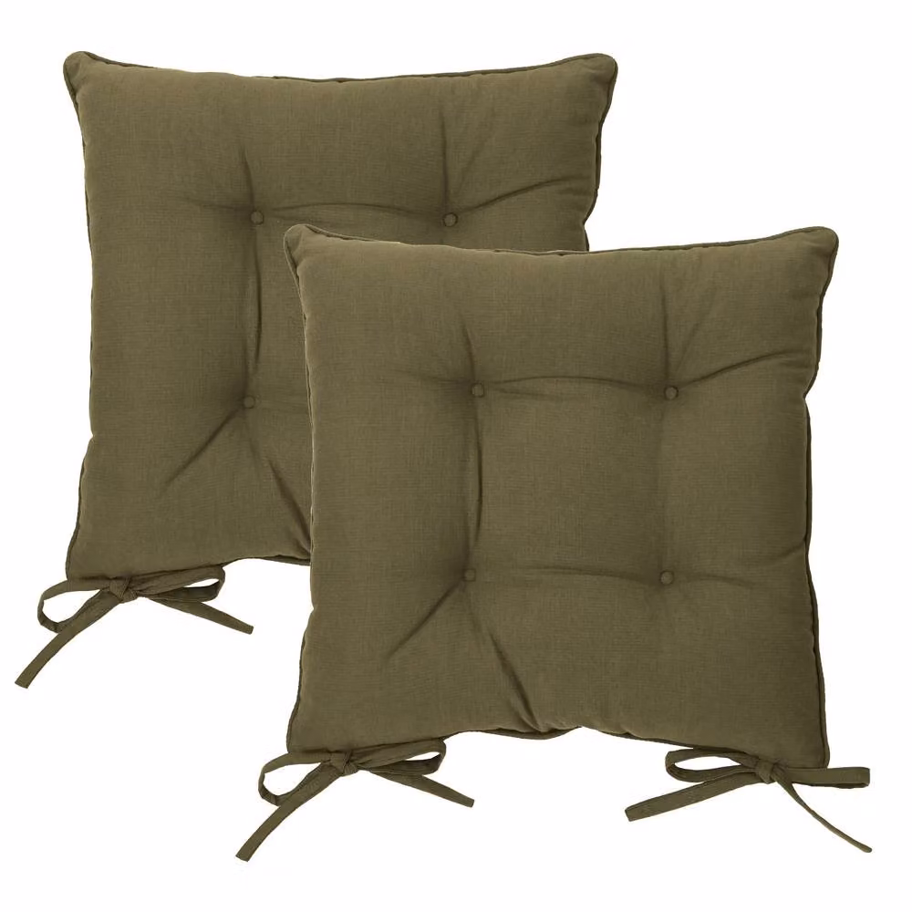Riva Home 2-Pack Cotton Square Seat Pads in Beige and Green, W/D/H: 40 x 40 x 40 cm – 3