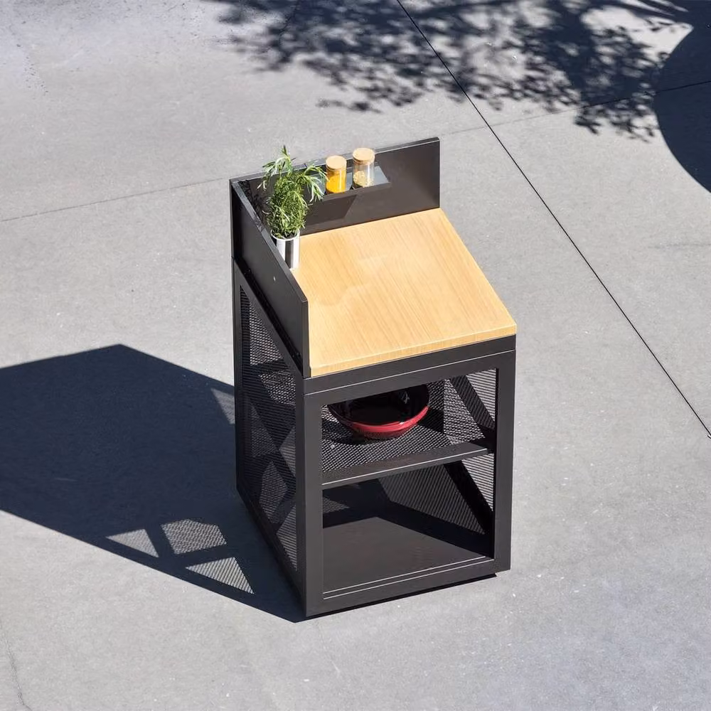sweeek Outdoor Kitchen Decor in Black with Steel and Wood Construction, W/D/H: 60 x 23 x 110 cm – 4