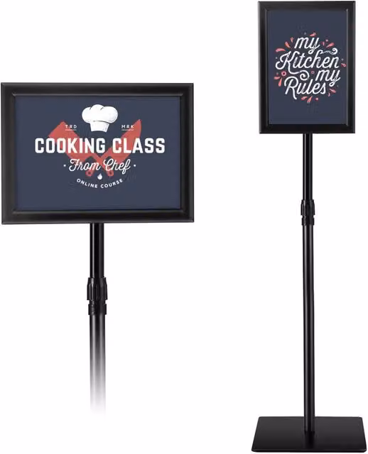 Costway Adjustable A4 Pedestal Poster Stand Shop Sign Display Holder Advertisement Board in Black – 1