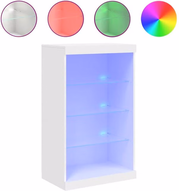 Berkfield Home Modern White Sideboard with Integrated LED Lights W/D/H: 60.5 x 37 x 100 cm – 1