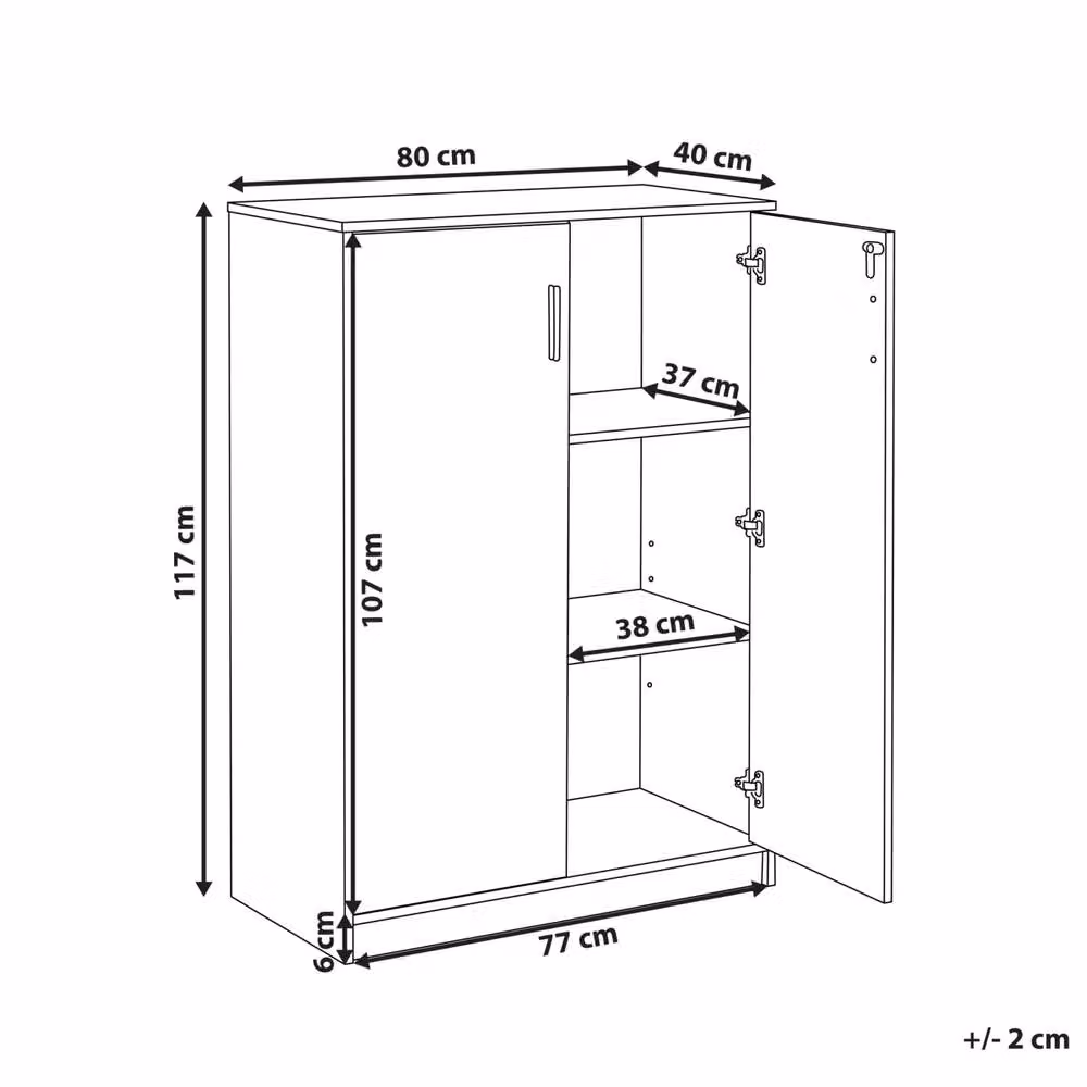 Wyld and Coco Modern Locking 2-Door Cabinet in Light Grey with White Interior – 2