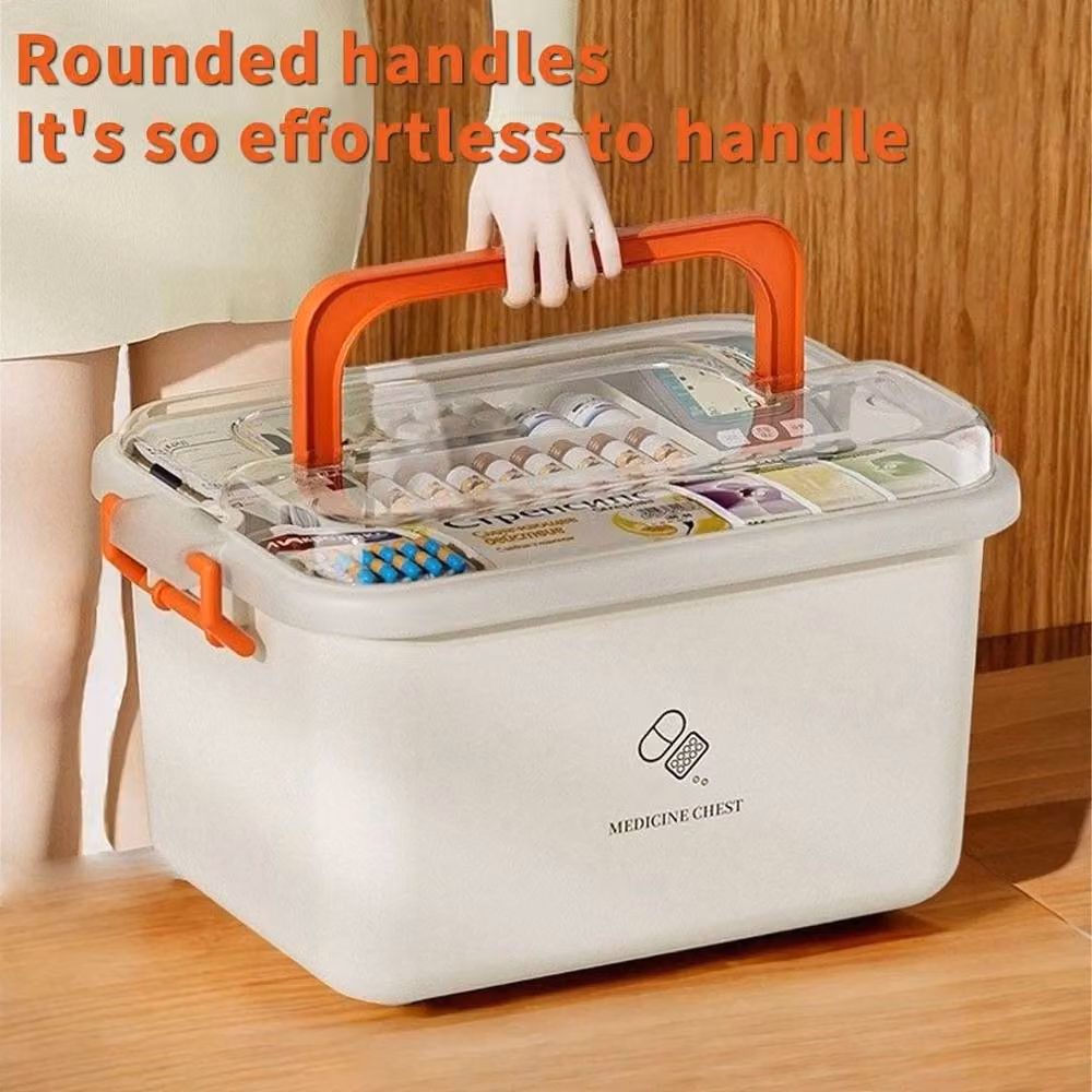 EONLION Portable White and Red Medicine Storage Box with Handles, Width: 50 cm – 3