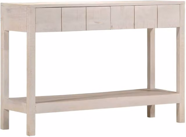 Berkfield Home White Mango Wood Console Table, W/D/H: 110 x 35 x 75 cm