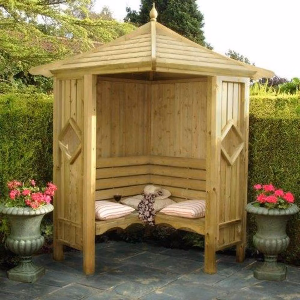 Shires Classic Corner Arbour Garden Arch Seat in Brown – 2