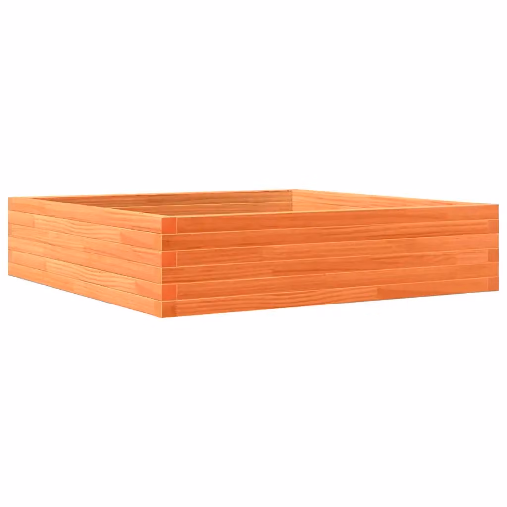 Berkfield Home Waxed Brown Pine Garden Planter Tub W/D/H: 100 x 100 x 23 cm – 2