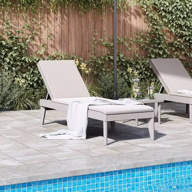 Berkfield Home Sun Lounger in Grey, W/D/H: 186 x 60 x 29 cm