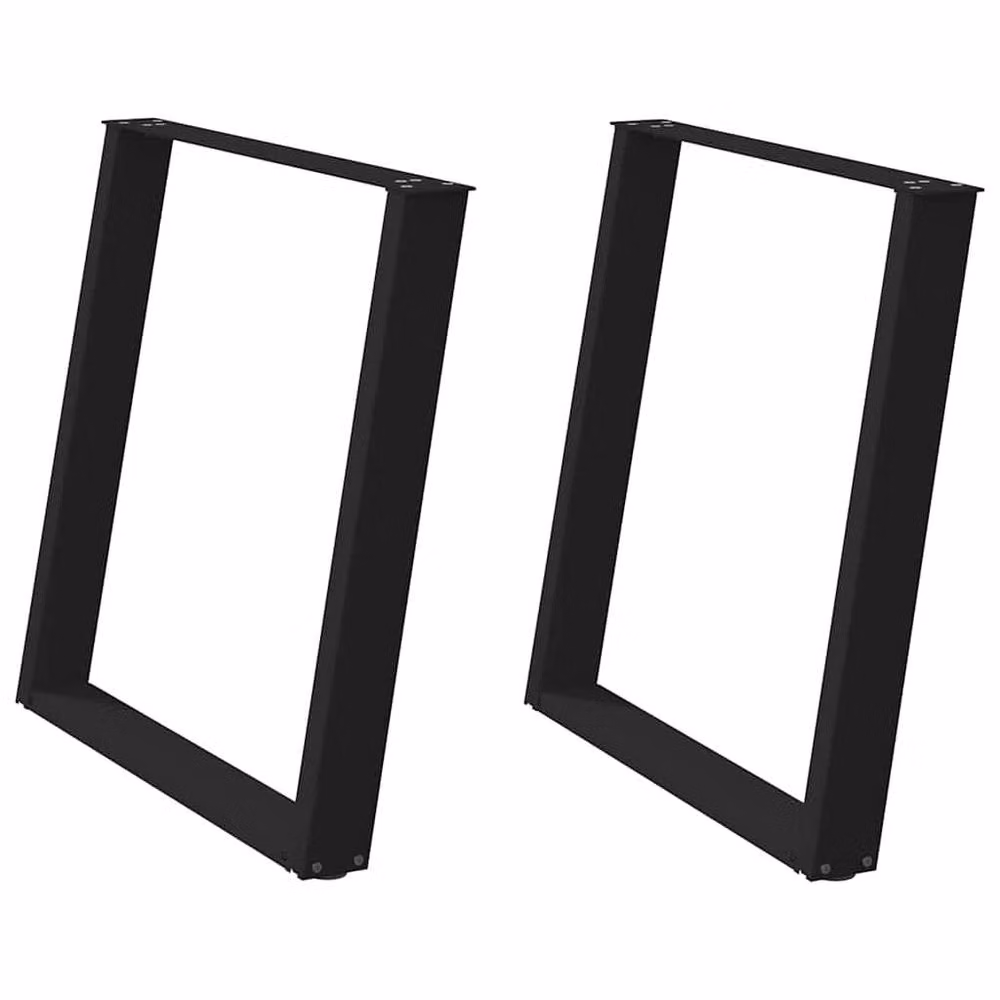 Berkfield Home vidXL U-Shaped Dining Table Legs, 2 Pieces, Black Steel, H: 72.5 cm, W: 80 cm – 1
