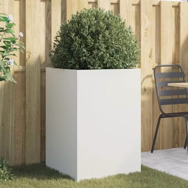 Berkfield Home White Steel Planter, W/D/H: 52 x 48 x 75 cm – 1