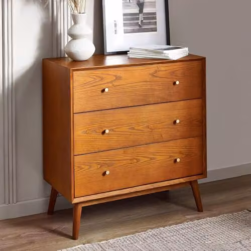 Julian Bowen Lowry 3 Drawer Chest in Cherry Ash Brown, W: 90 cm, H: 84 cm, D: 44 cm – 1