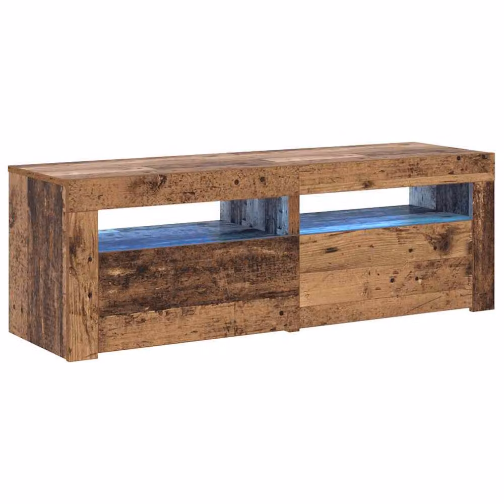 Berkfield Home TV Cabinet with LED Lights in Old Wood Brown, W/D/H: 120 x 35 x 40 cm – 3