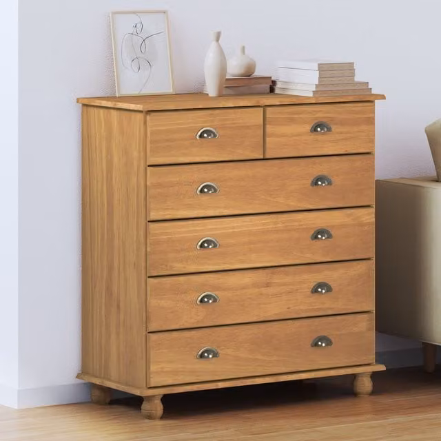 Berkfield Home ASKIM Chest of Drawers in Brown Solid Wood Pine, W/D/H: 91 x 40 x 95.5 cm – 1