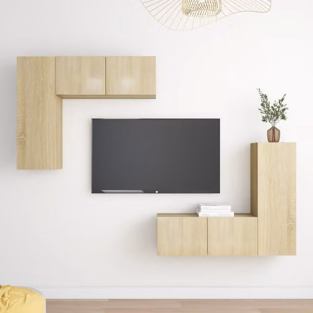 Berkfield Home 4 Piece Modern Sonoma Oak TV Cabinet Set in Brown