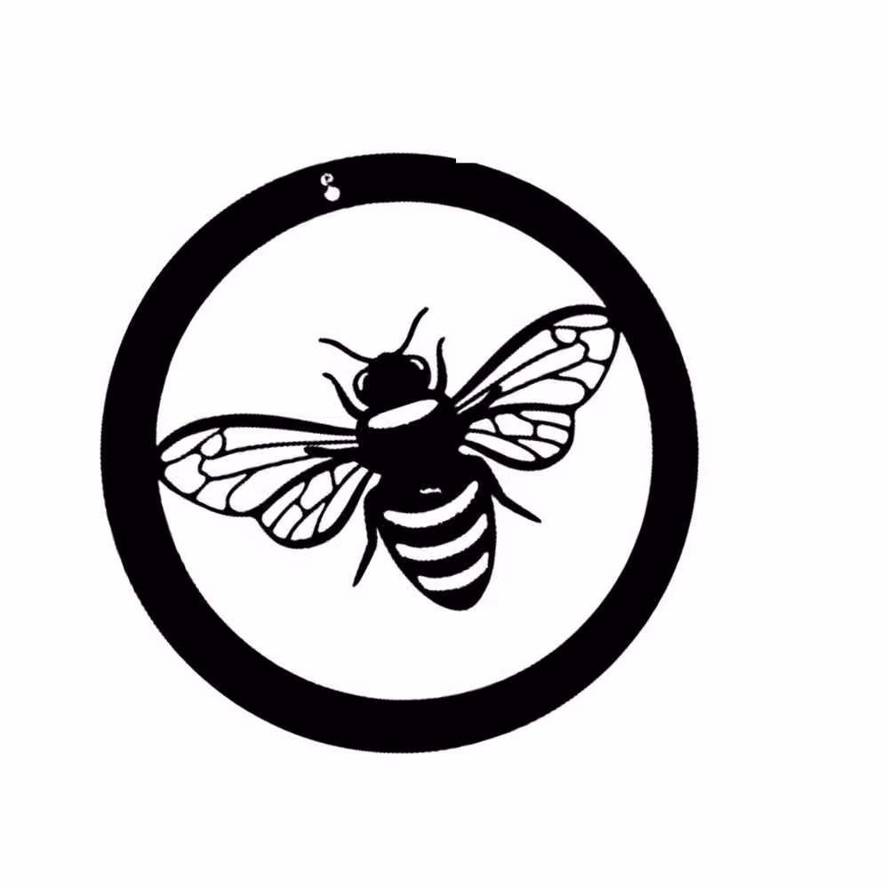 Poppyforge Bee in a Circle Large Metal Garden Wall Art, Black, Diameter: 49.5 cm – 2