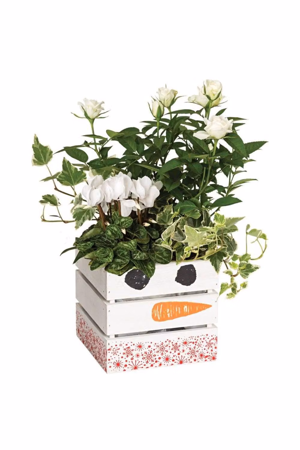 KDMD White Wooden Snowman Christmas Crate with Plastic Lining – 2