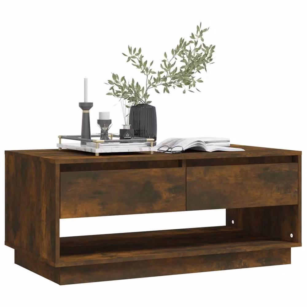 Berkfield Home Modern Rectangular Coffee Table in Smoked Oak Brown, W/D/H: 102.5 x 55 x 44 cm – 4