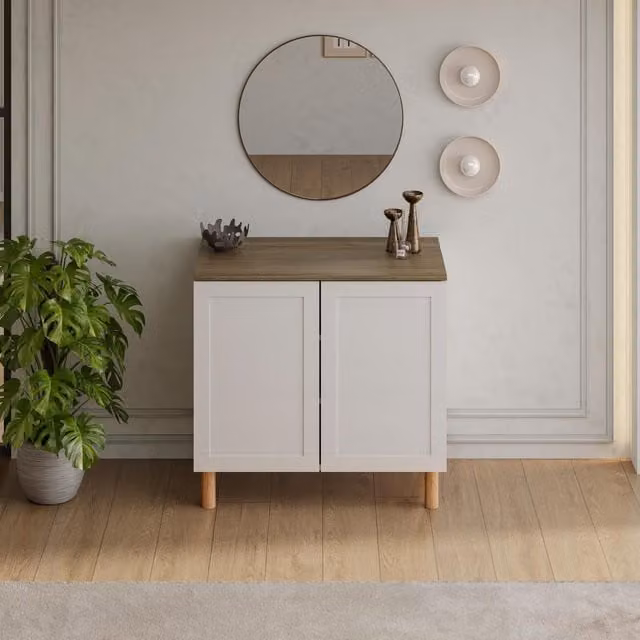 Decorotika Boli Sideboard in White and Walnut