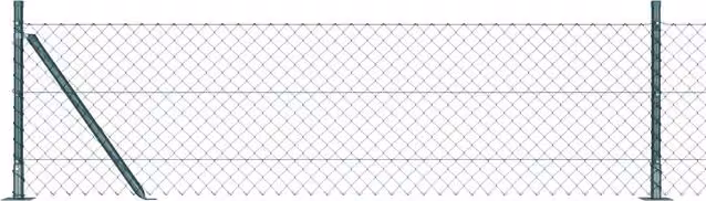 Berkfield Home Green Galvanised Steel Chain Link Fence with 7 Flanged Posts, W: 10 m, H: 0.4 m