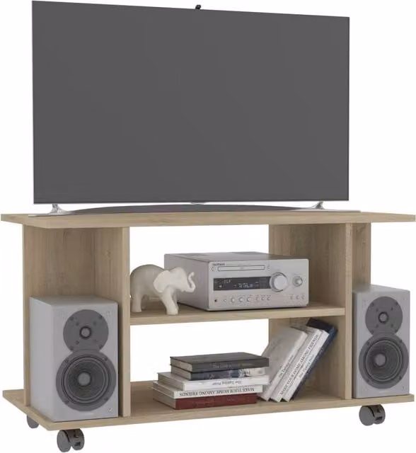 Berkfield Home Sonoma Oak TV Cabinet in Brown with Castors, W/D/H: 80 x 40 x 45 cm