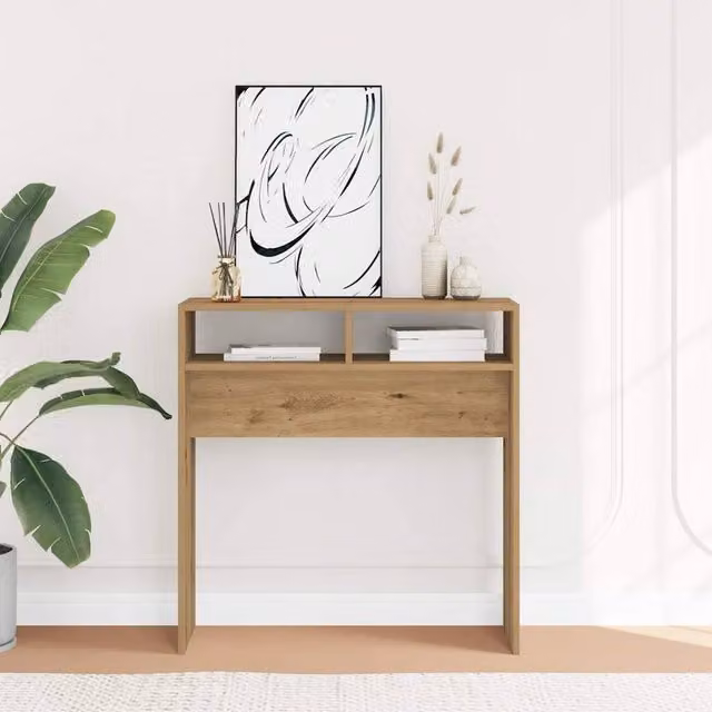 Berkfield Home Artisan Oak Console Table in Brown, W/D/H: 78 x 30 x 80 cm – 1