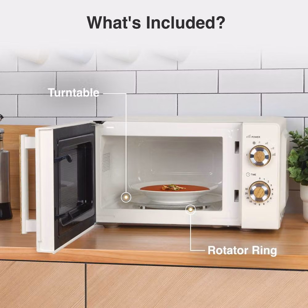 VonShef Fika Kitchen Appliance Set in Cream, including 1.7L Kettle, 2-Slice Toaster and 20L Microwave – 3