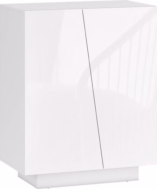 HOMCOM Modern Glossy White Freestanding Storage Cabinet with Internal Shelves and Hinged Doors for Living Room, Bedroom, Dining Room or Hallway, W/D/H: 70 x 26 x 88 cm