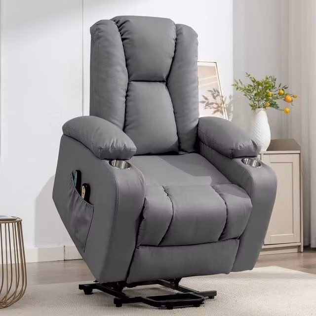 Artemis Home Hartville Electric Lift Assist Riser Recliner with Massage and Heat in Grey