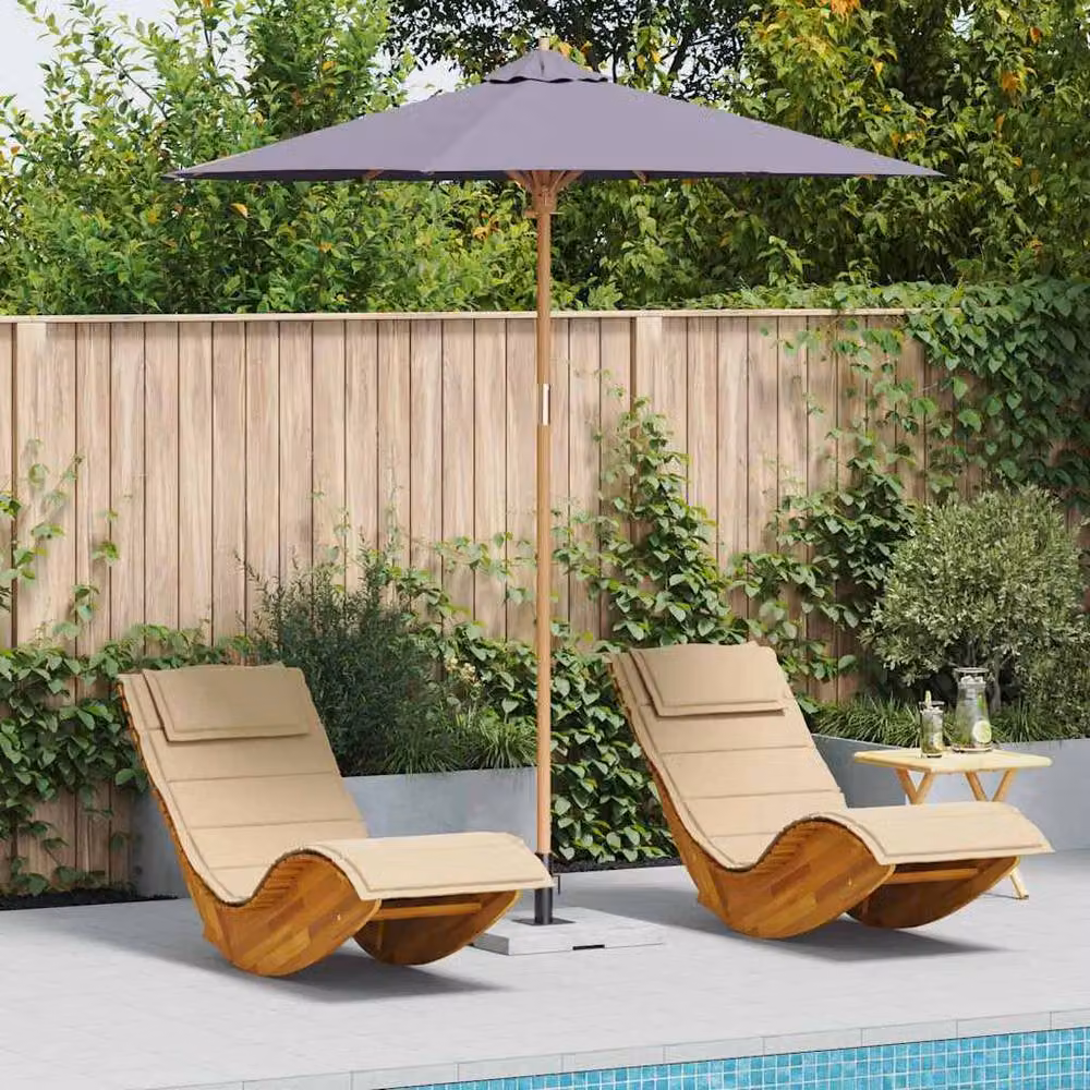 Berkfield Home Modern Dark Grey Garden Parasol with Bamboo Frame, W: 240 cm, D: 261 cm – 2
