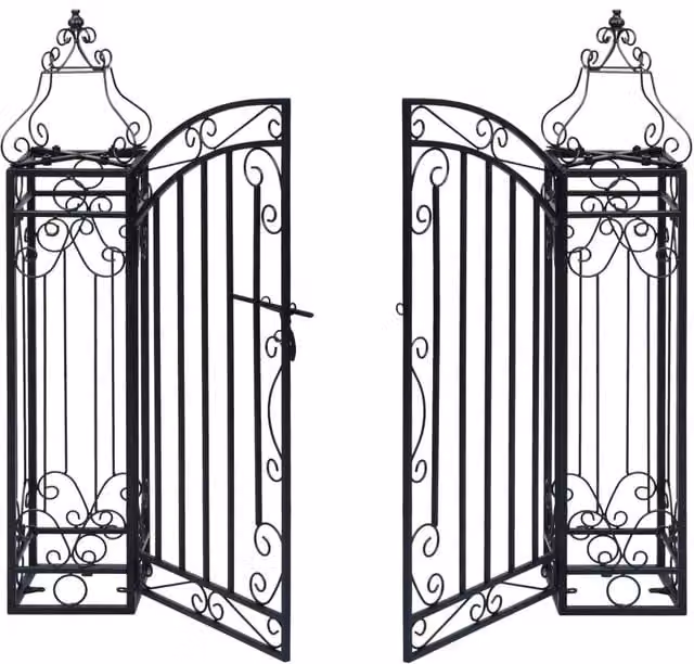 Berkfield Home Ornamental Wrought Iron Garden Gate, Black, W/D/H: 122 x 20.5 x 100 cm – 1