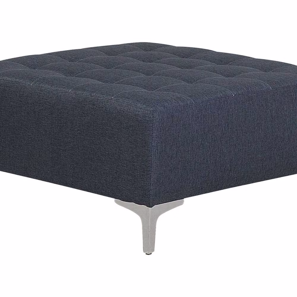 Wyld and Coco Square Tufted Ottoman in Grey with Silver Metal Legs, W/D/H: 80 x 36 x 36 cm – 2