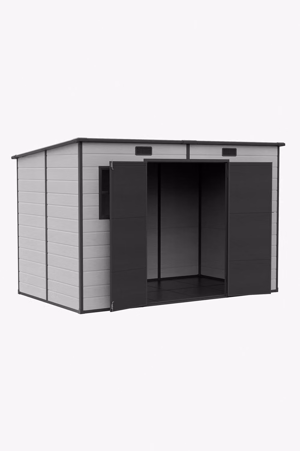 Living and Home Grey Pent Roof Outdoor Garden Tool Storage Shed with Double Doors – 2