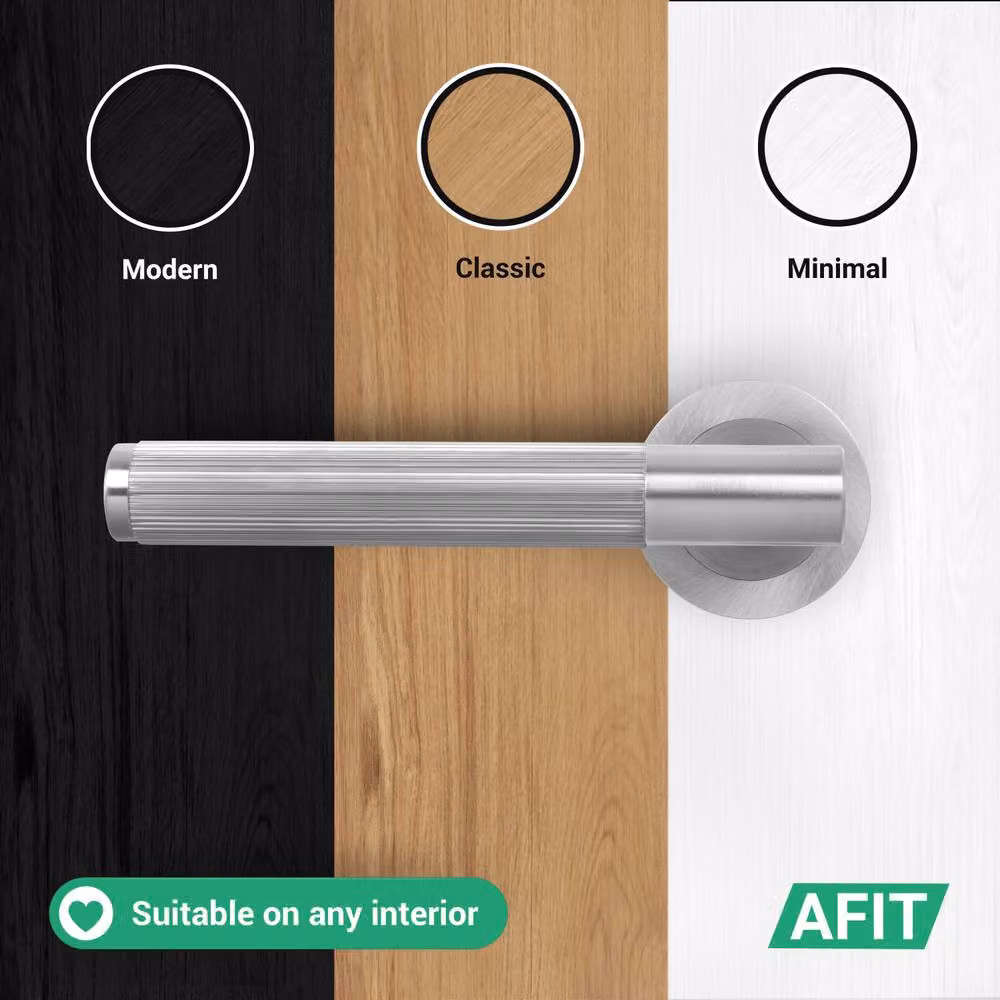 AFIT Satin Nickel Door Handle Latch Set in Silver with Aluminium Hinges, 150 x 150 mm – 5