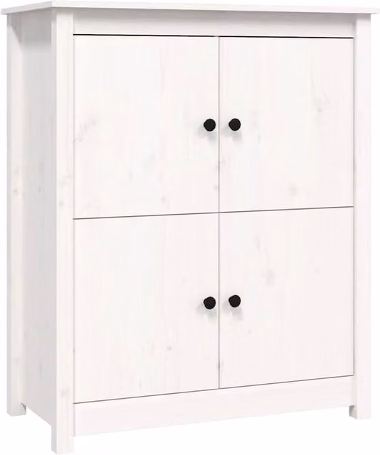 Berkfield Home White Rustic Solid Wood Pine Sideboard W/D/H: 83 x 41.5 x 100 cm
