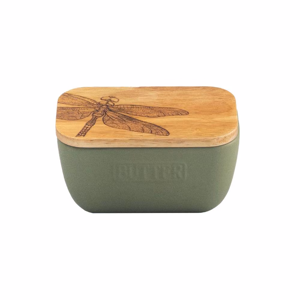 Selbrae House Dragonfly Ceramic Butter Dish in Sage Green – 2