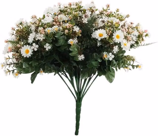 KDMD White Mini Daisy Bush with 36 Stems