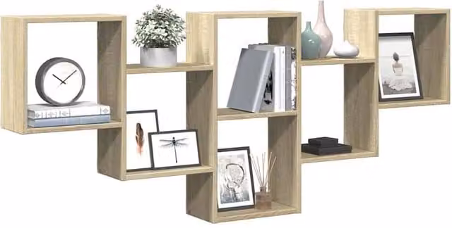 Berkfield Home Sonoma Oak Wall Shelf in Light Tan, W: 159 cm, D: 18 cm, H: 66 cm