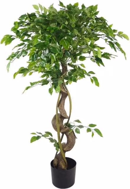 Leaf Design UK 120 cm Green Artificial Tree with Twisted Trunk and Metal Planter