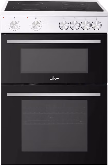 Willow Electric Twin Cavity Freestanding Cooker with Ceramic Hob, White