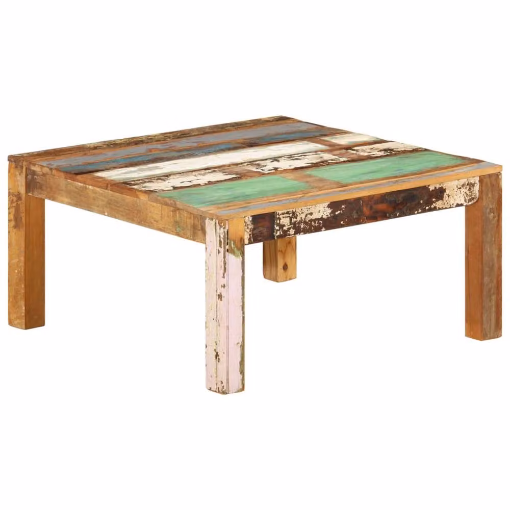 Berkfield Home Square Coffee Table in Multicolour Solid Reclaimed Wood, W/D/H: 80 x 80 x 40 cm – 2