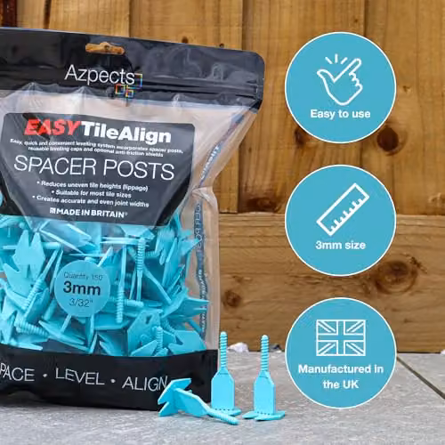 Azpects EASYTileAlign Tile Leveling Spacer Posts, 3mm (1/8"), Pack of 150 – 2